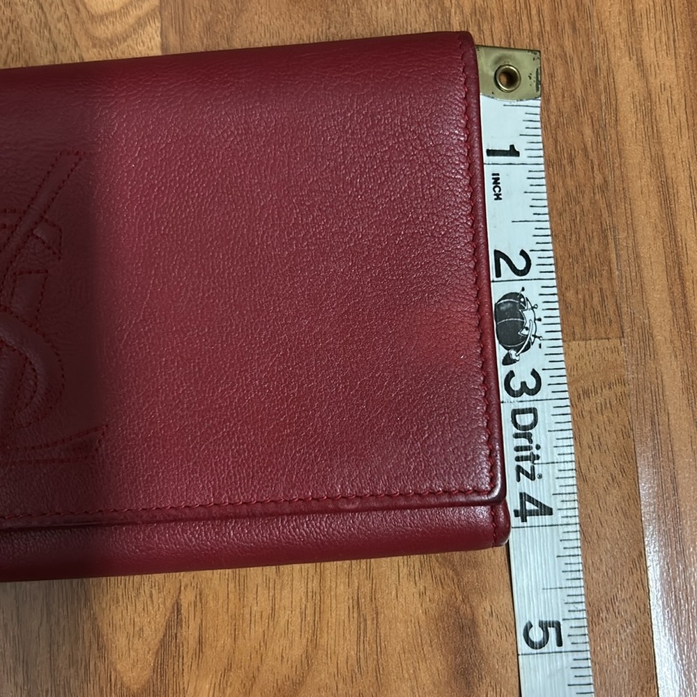 Authentic YSL Red / Burgundy Leather Flap Wallet - Picture 5 of 16